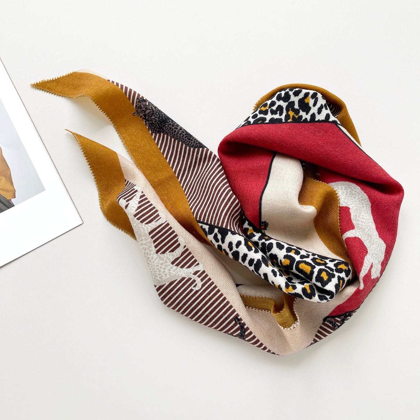 Red Black Leopard Charm Cashmere Scarf - Women's Luxury Silk Blended Scarf