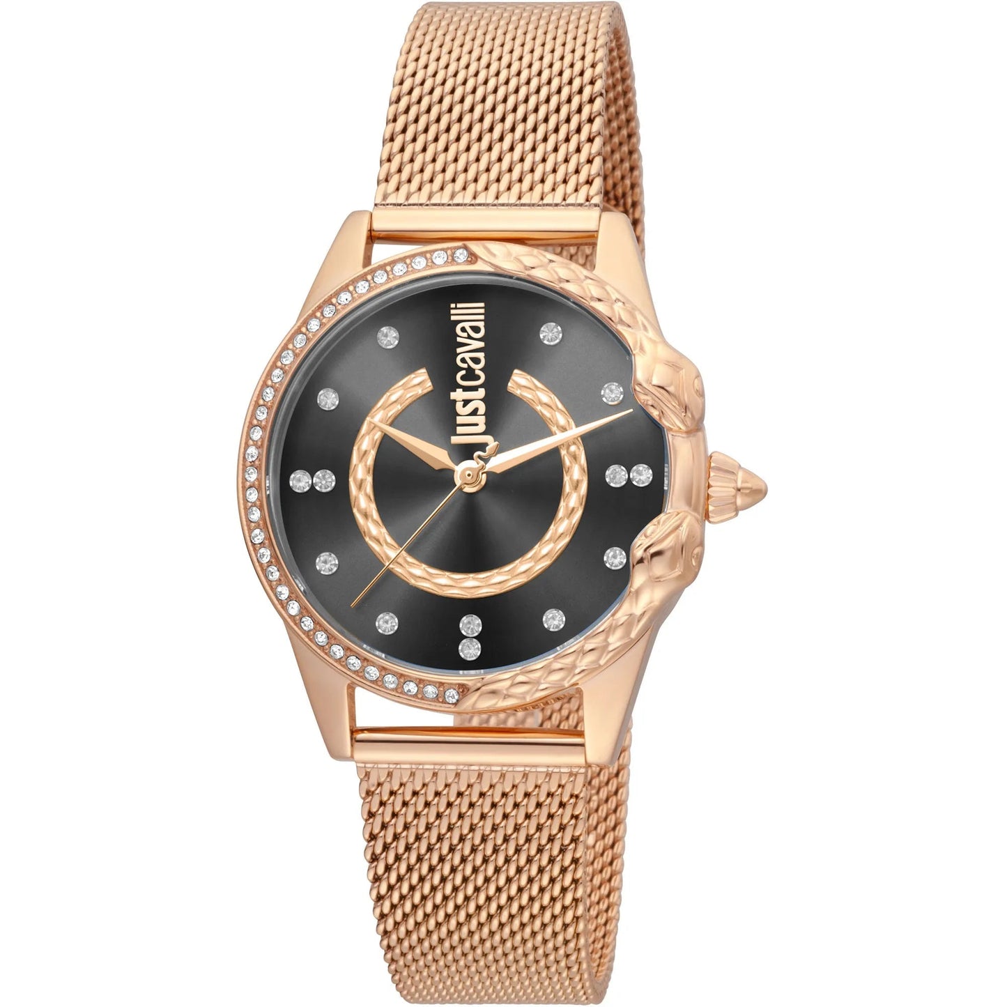 Just Cavalli JC Giro Steel Rose Gold Black Serpente Zircons