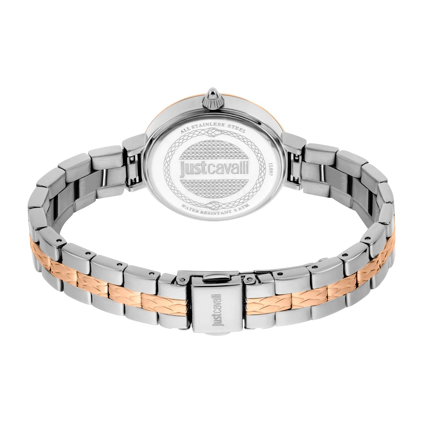 Just Cavalli Steel Silver Rose Gold Logo Serpente