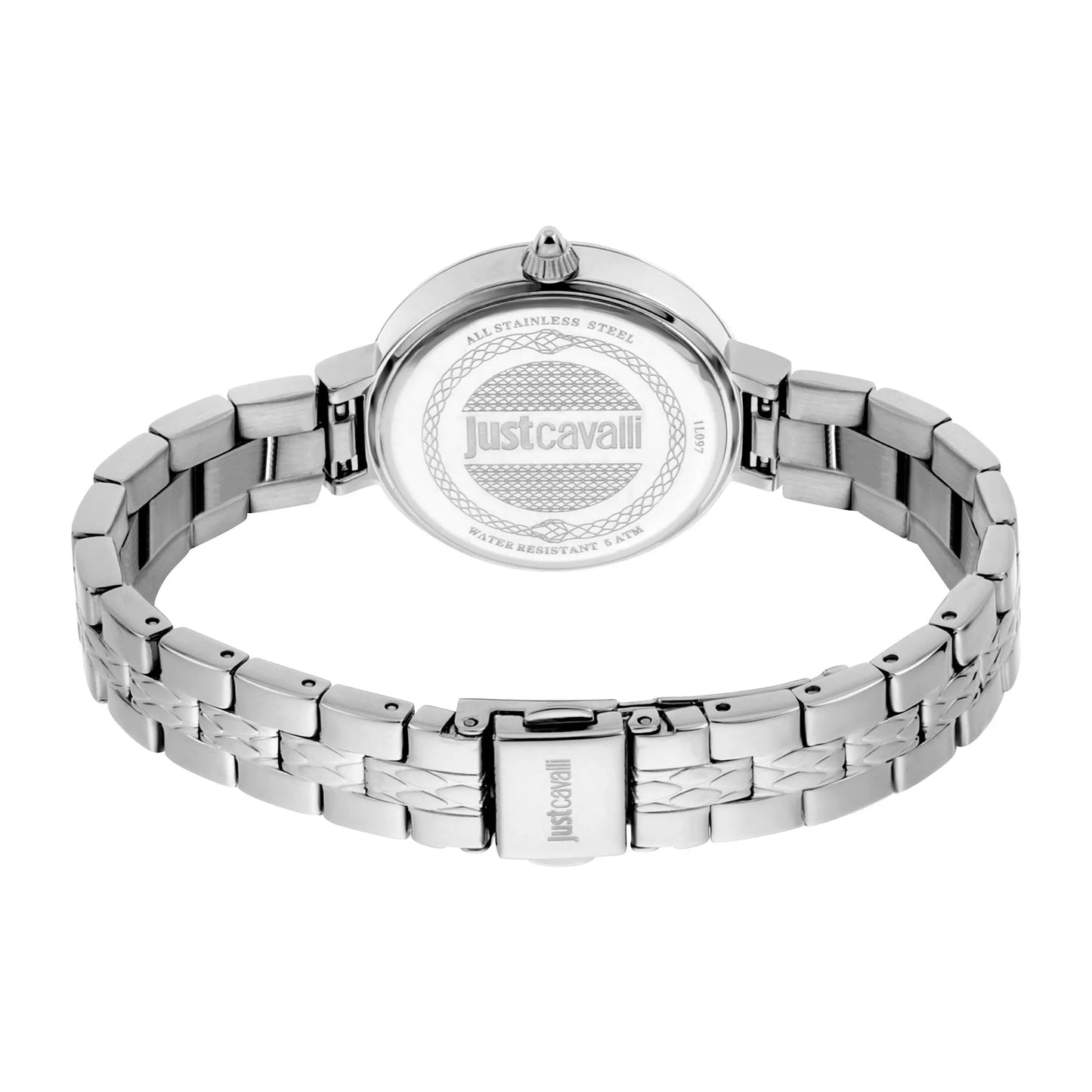 Just Cavalli Steel Silver Logo Serpente Glitter