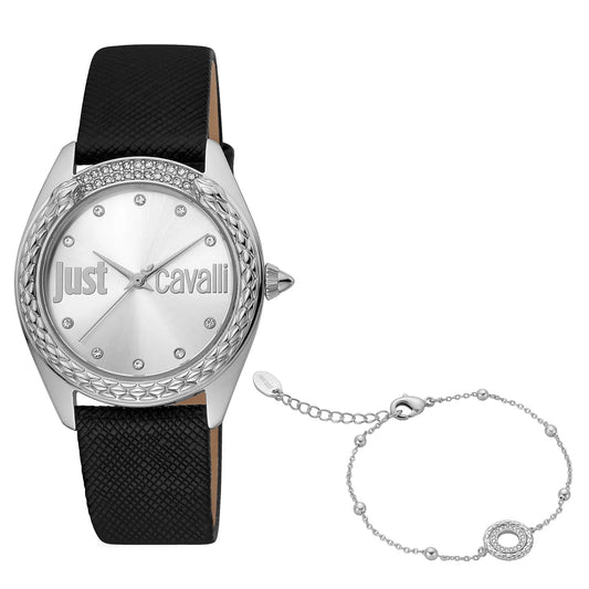 Just Cavalli Brillante Silver Leather