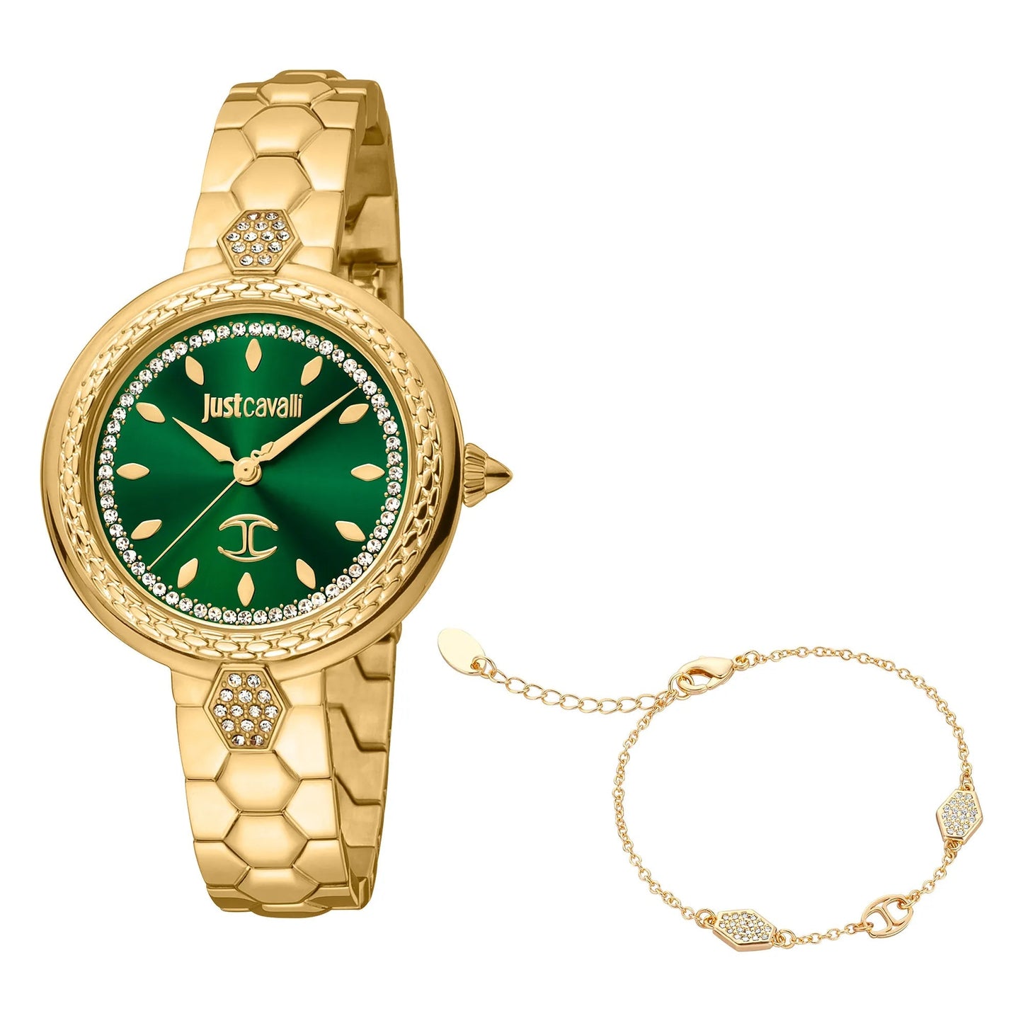Just Cavalli Snake Creazione Yellow Gold Green