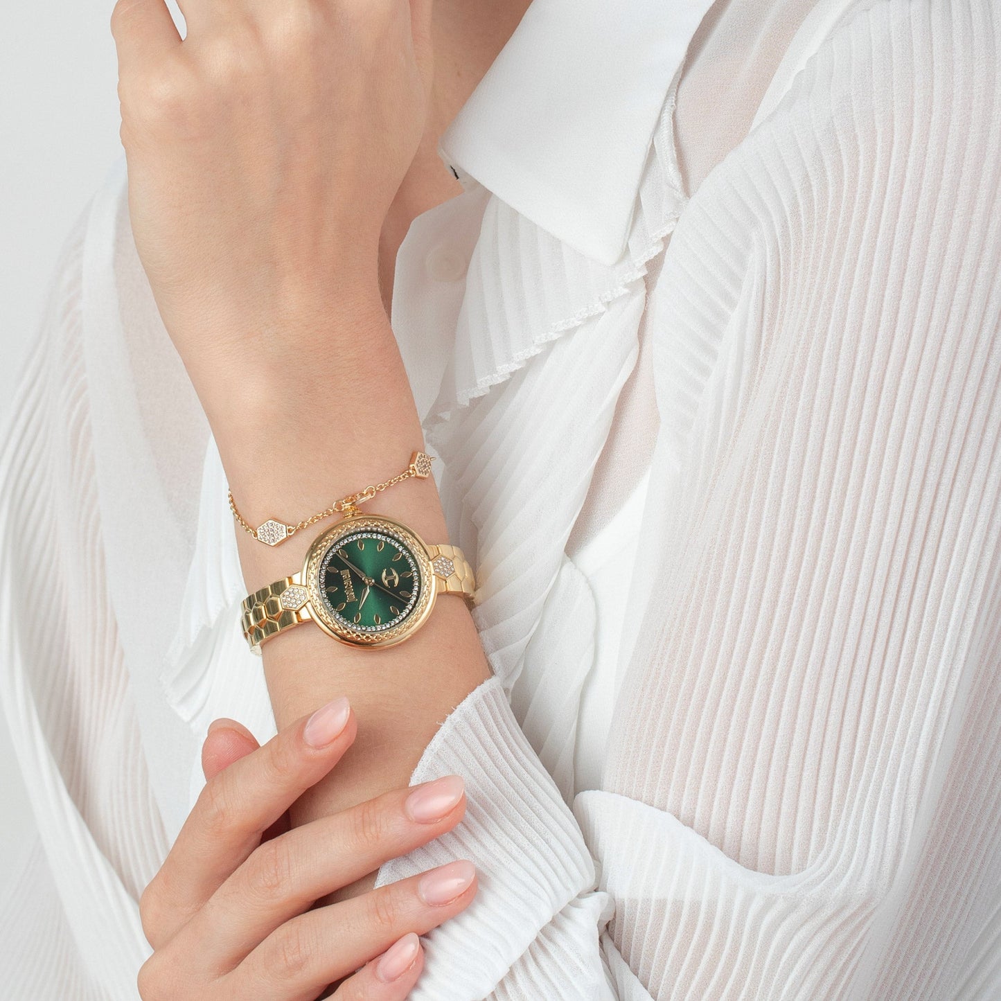 Just Cavalli Snake Creazione Yellow Gold Green