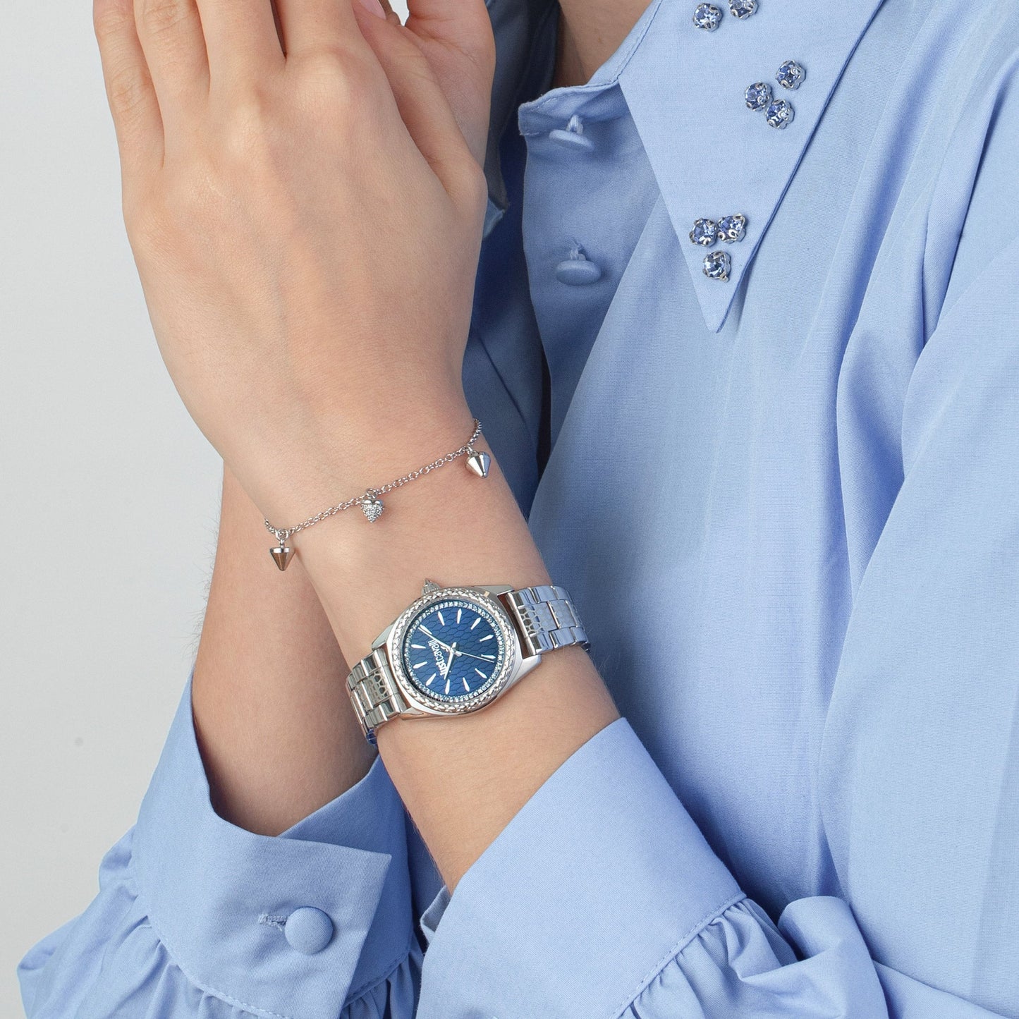 Just Cavalli Fashion Glam Silver Steel Blue