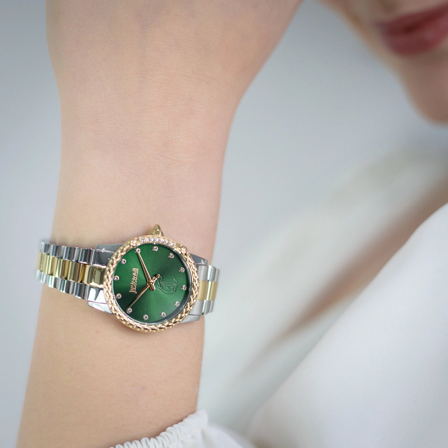 Just Cavalli Fiorenza Snake Two Tones YG Green