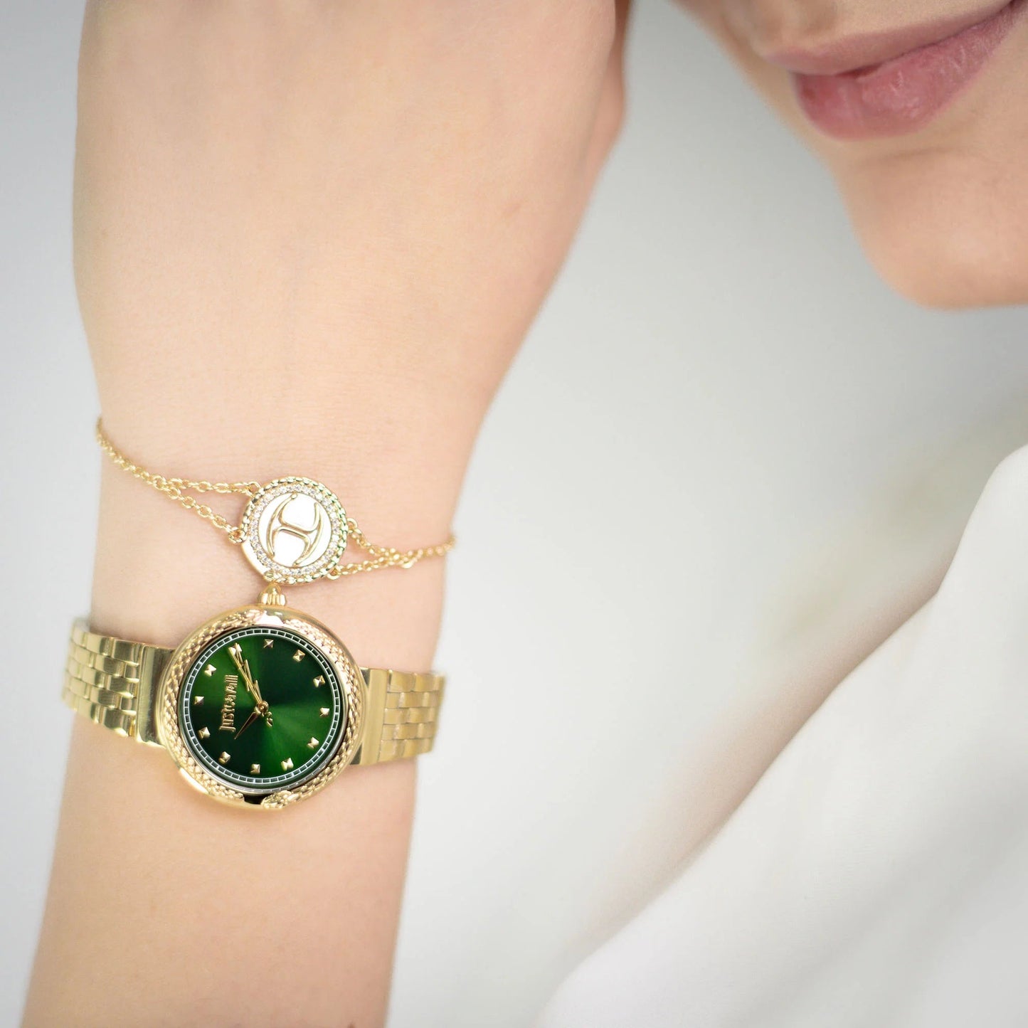 Just Cavalli Brave Snake Yellow Gold Green