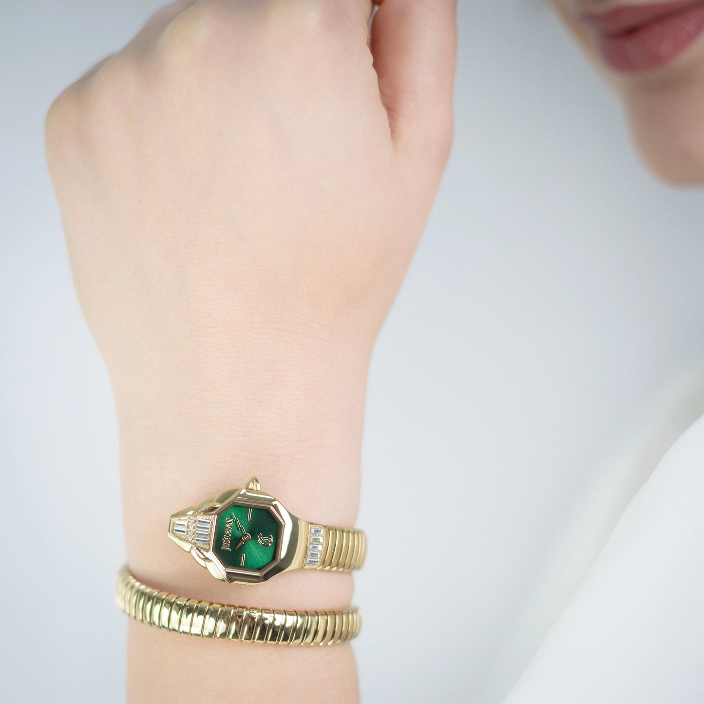 Just Cavalli Brillante Snake Yellow Gold Green