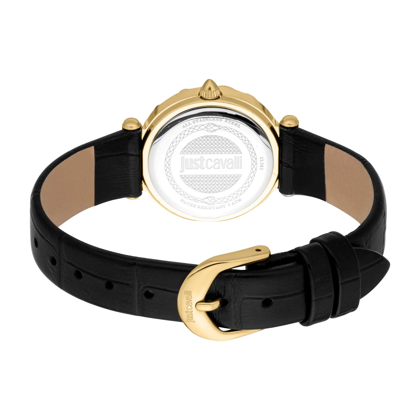 Just Cavalli Stella Snake Leather Black YG Silver