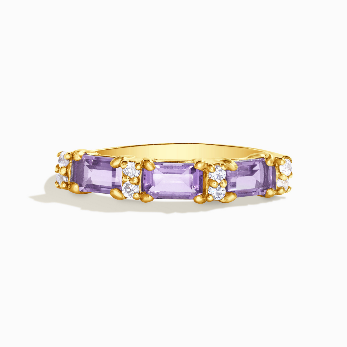 Lavender Amethyst Emerald Cut Eternity Ring in 18k Gold Vermeil