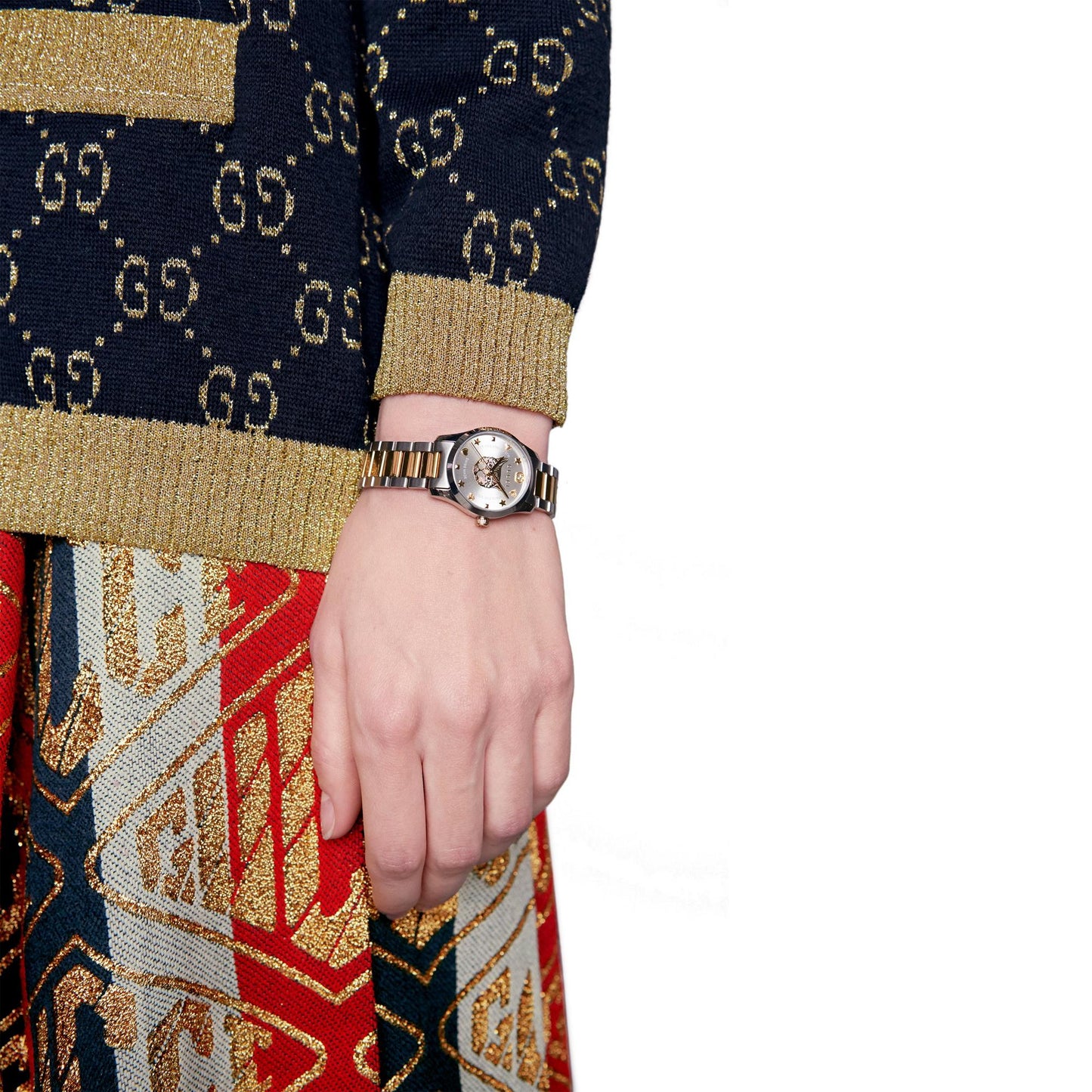 Gucci G Timeless Mystic Cat Steel And Gold Pvd Ladies Watch Ya126596