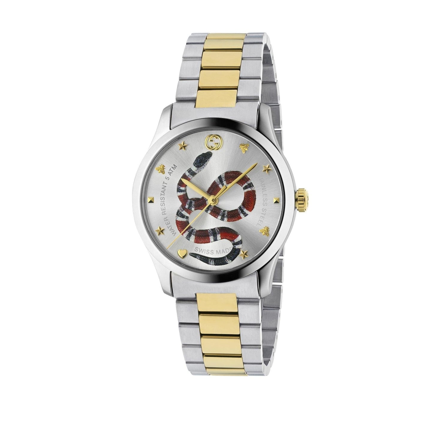 Gucci G Timeless Snake Steel And Gold Pvd Mens Watch Ya1264075