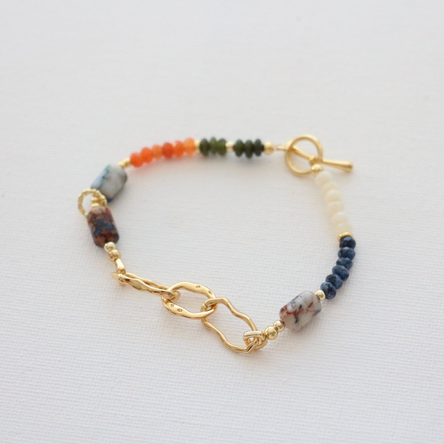 Jekira Dunhuang Color Gemstone Convertible Set – 65cm Necklace & 15-16cm Bracelet