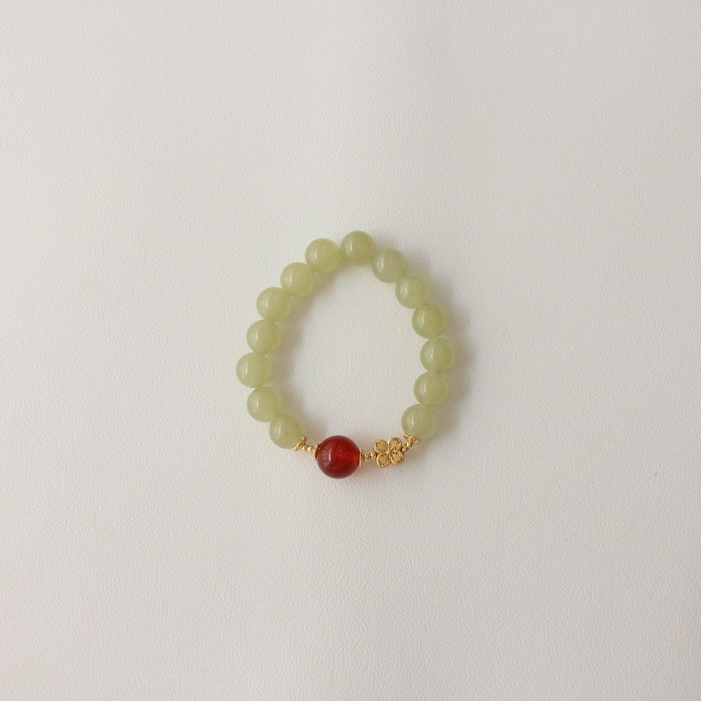 Jekira Green Gemstone & Red Agate Bracelet Duo – 15cm & 16cm Hand Sizes, 18K Gold Plated
