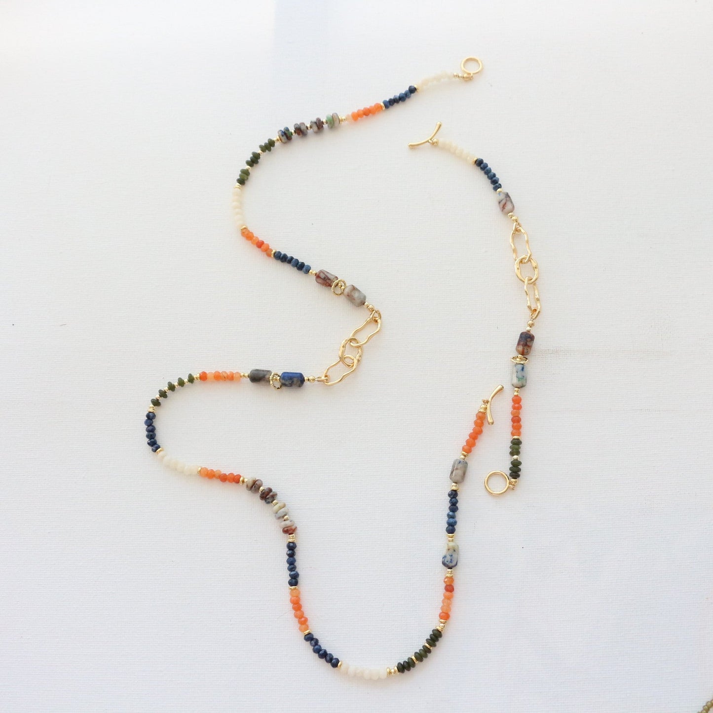 Jekira Dunhuang Color Gemstone Convertible Set – 65cm Necklace & 15-16cm Bracelet