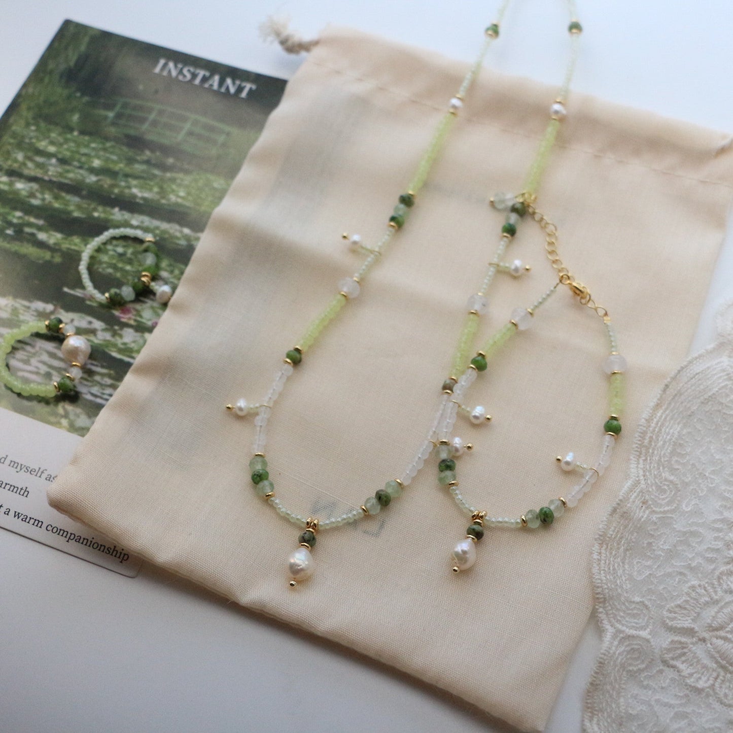 Jekira Baroque Pearl & Green Gemstone Jewelry Set