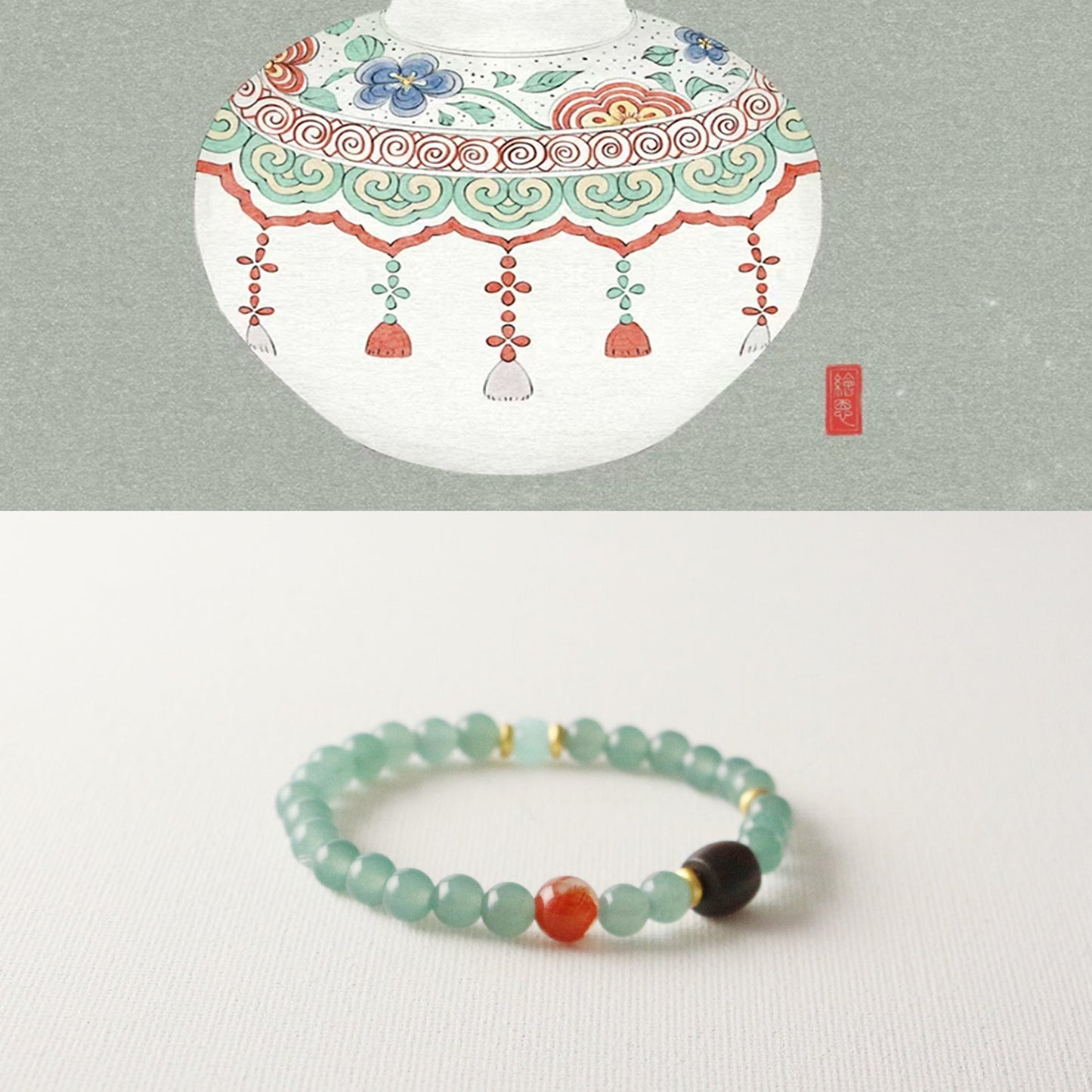 Jekira Red Sandalwood & Amazonite Bead Bracelet