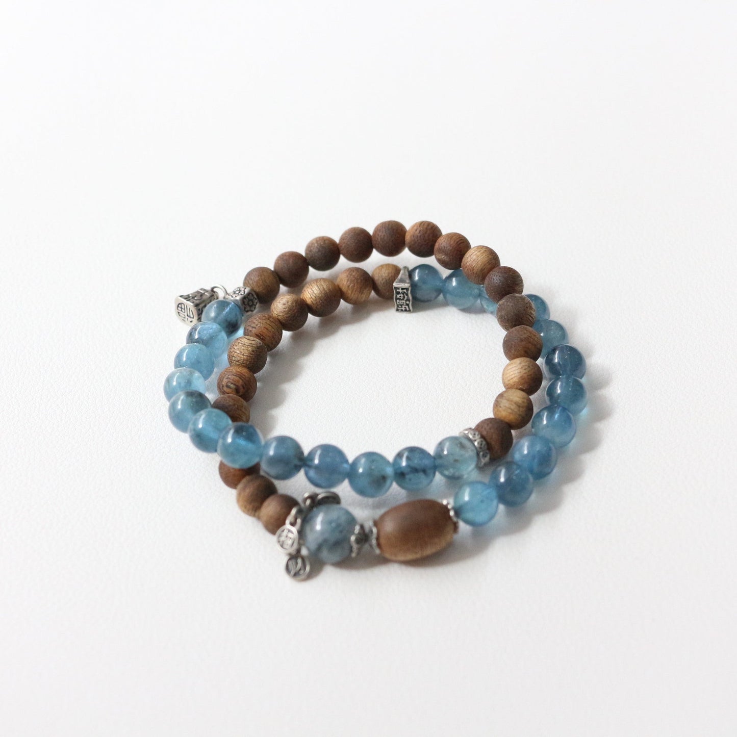 Jekira Aquamarine & Wood Beaded Bracelets