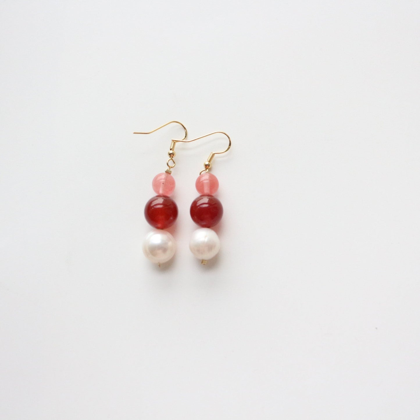 Jekira Pearl & Red Agate Drop Earrings