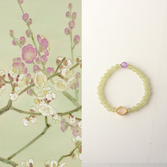 JEKIRA Celadon Quartz Beaded Bracelet with Amethyst & White Hetian Jade