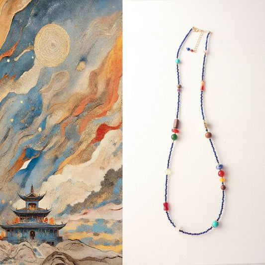Jekira Multicolor Agate & Lapis Lazuli Necklace