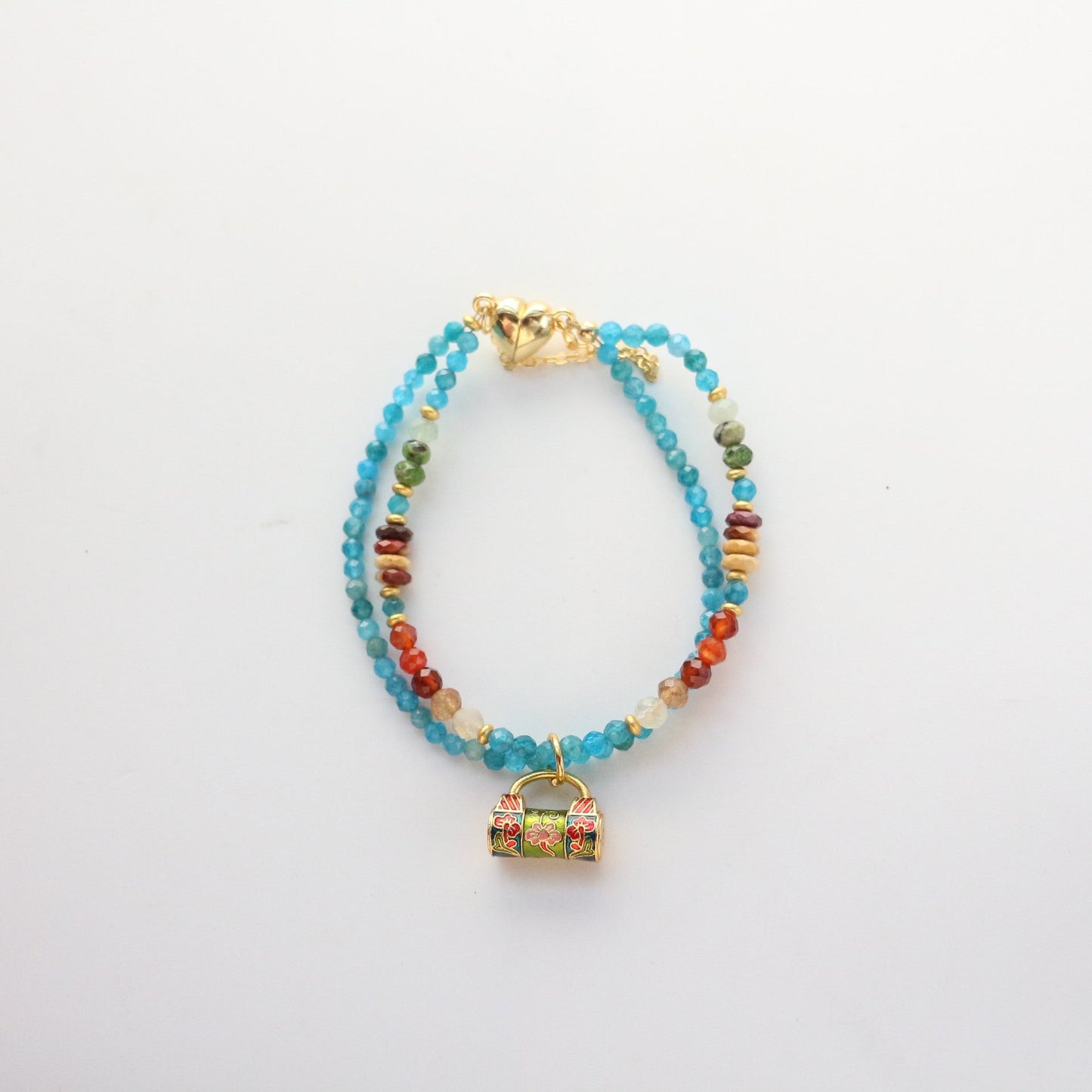 Jekira Colorful Gemstone Beaded Necklace & Double-Layer Bracelet
