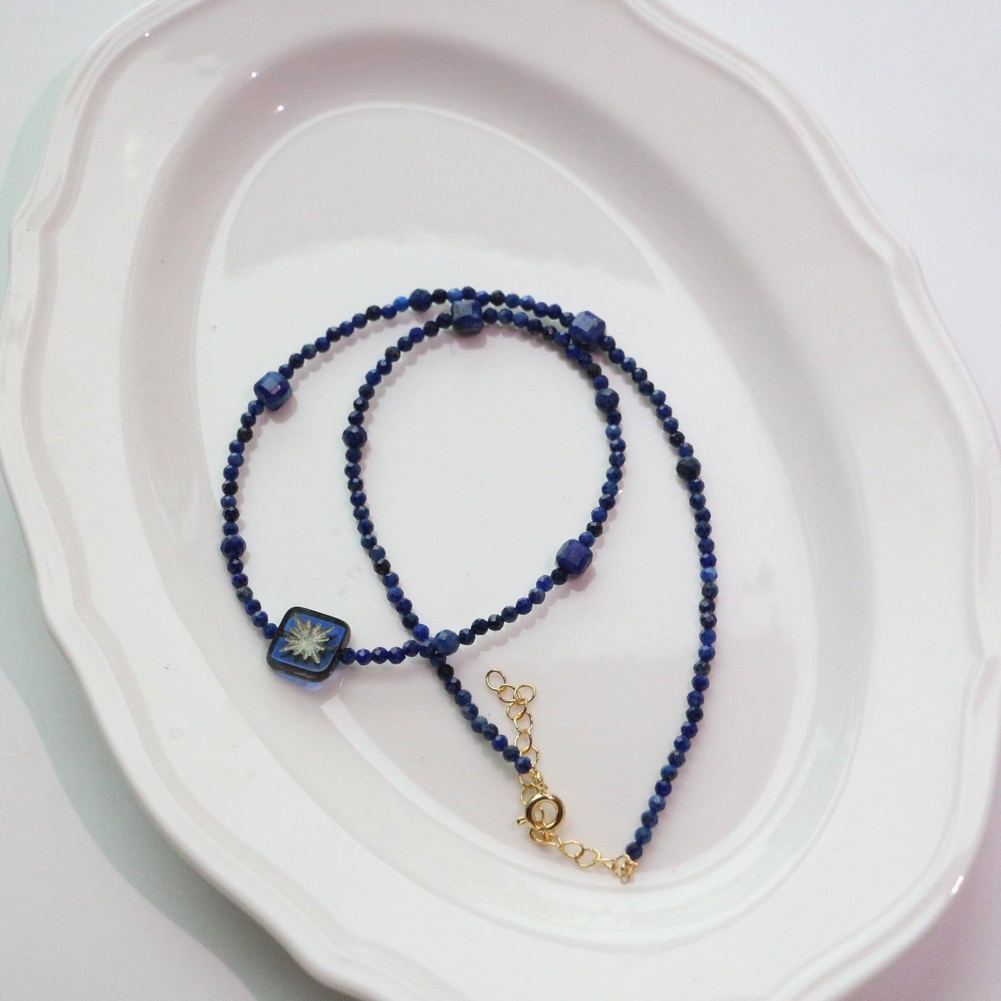JEKIRA Minimalist Blue & Pink Gemstone Necklace