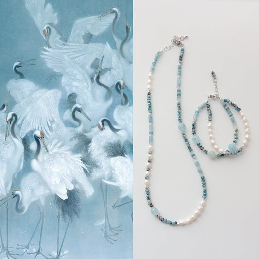 Jekira Aquamarine & Haze Blue Pearl Jewelry Set