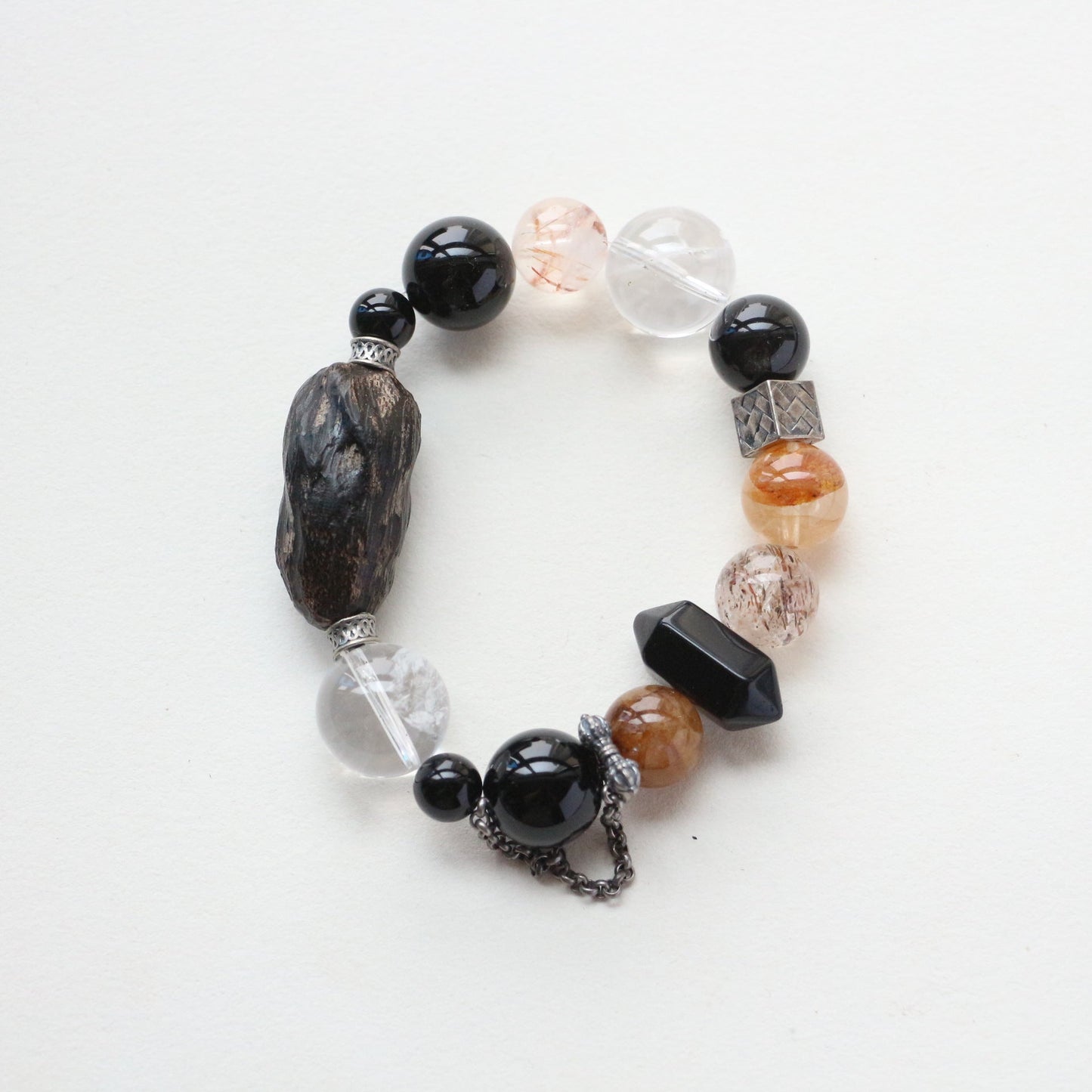 Jekira Obsidian & Onyx Couple Bracelets with White Crystal