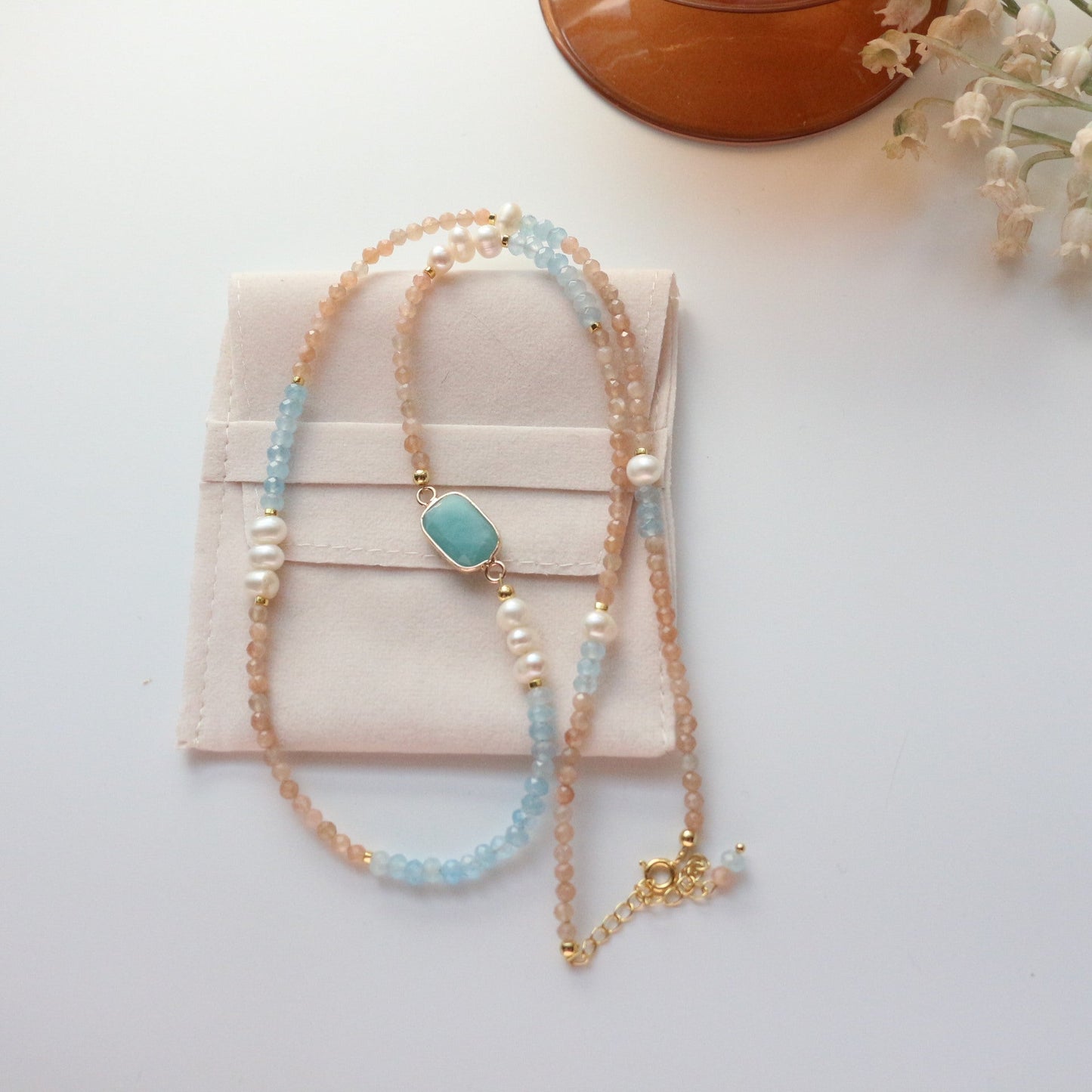 JEKIRA Aquamarine Sunstone Beaded Necklace