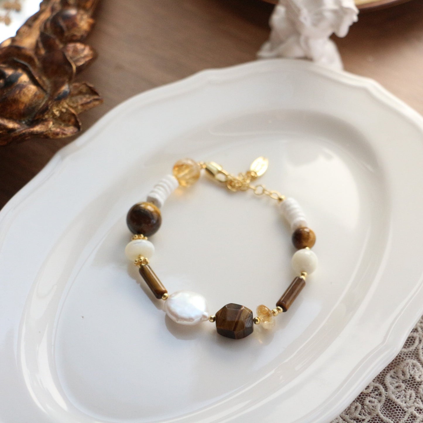 Jekira Tiger’s Eye & Baroque Pearl Bracelet