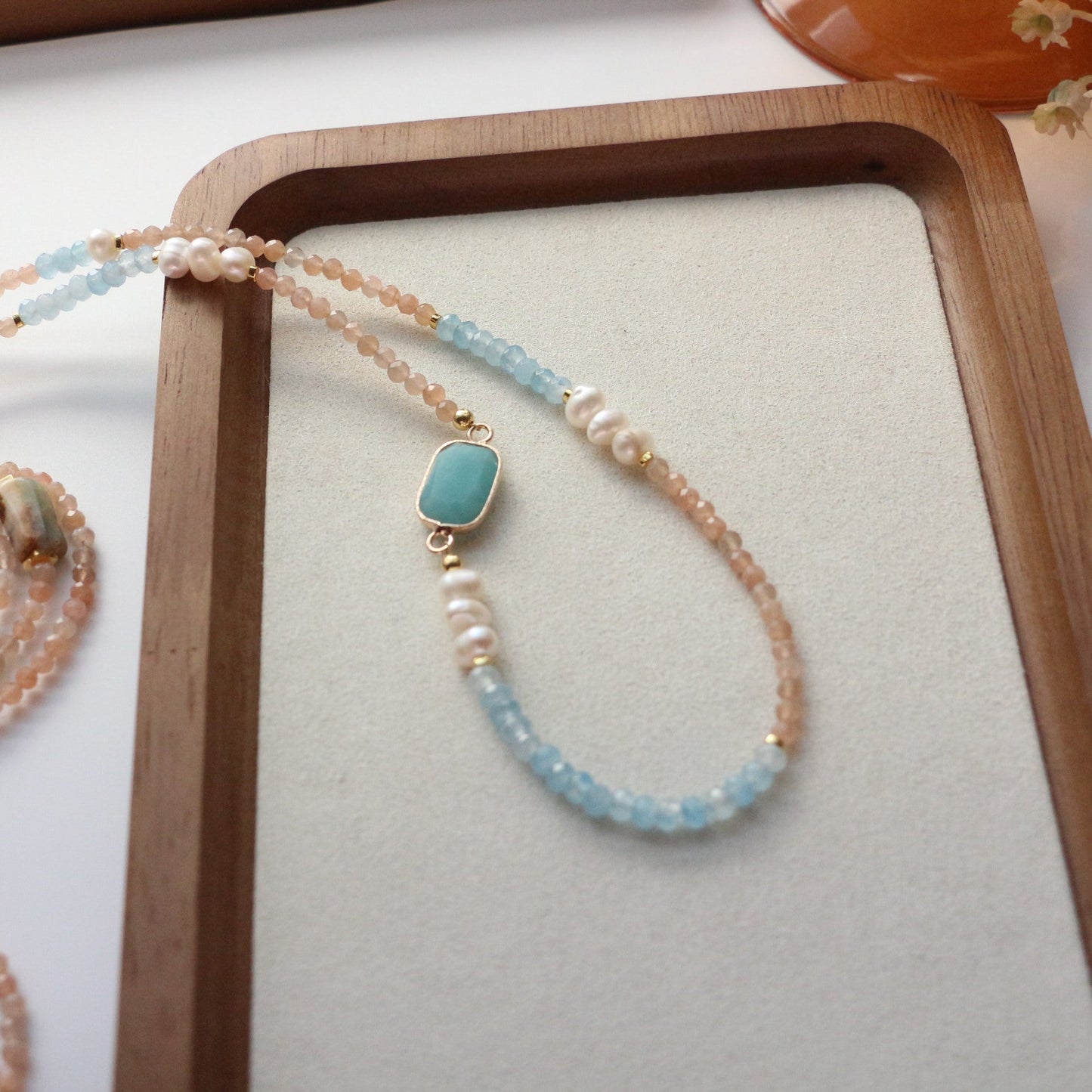 JEKIRA Aquamarine Sunstone Beaded Necklace