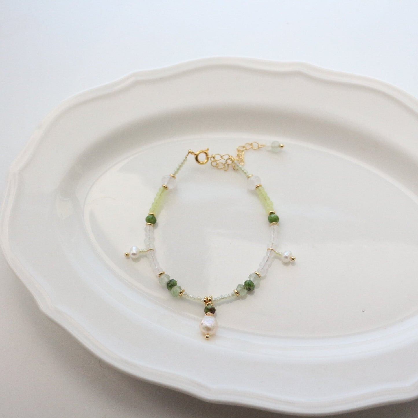 Jekira Baroque Pearl & Green Gemstone Jewelry Set