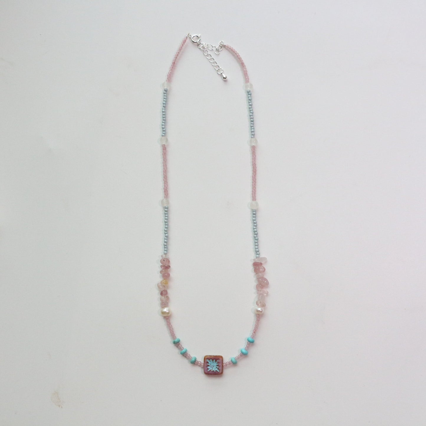 JEKIRA Minimalist Blue & Pink Gemstone Necklace