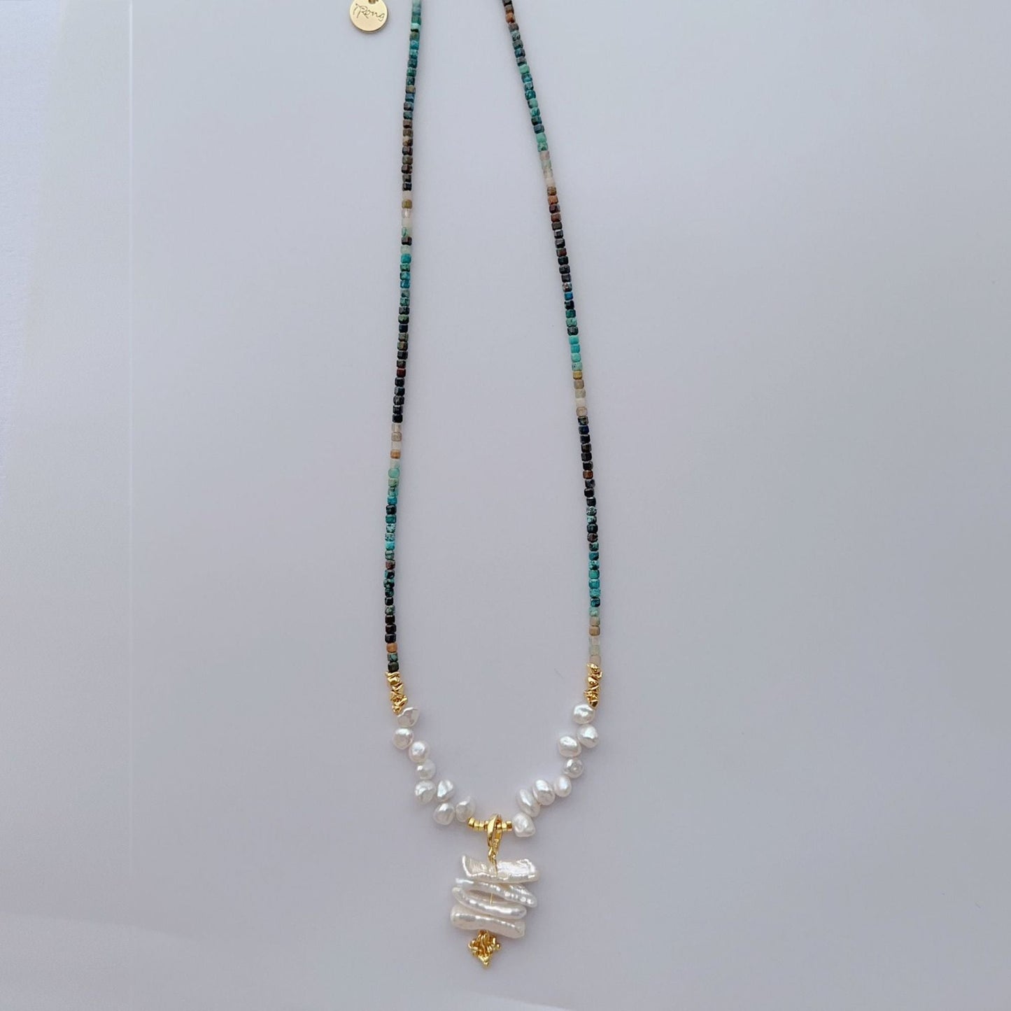 JEKIRA Ocean Muse Blue-Green Gemstone & Baroque Pearl Necklace