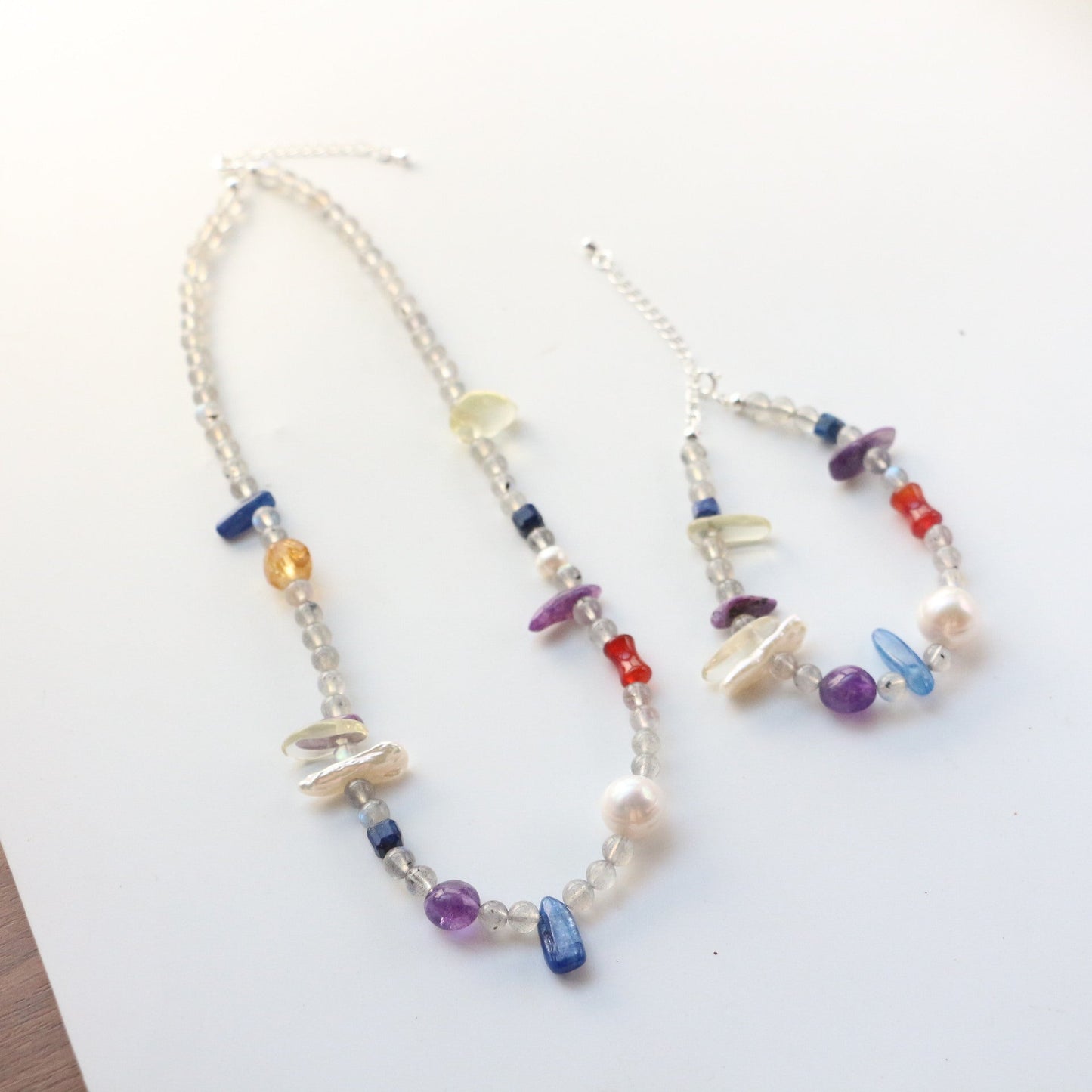 Jekira Irregular Multi-Gemstone & Baroque Pearl Necklace – 18K Gold Vermeil