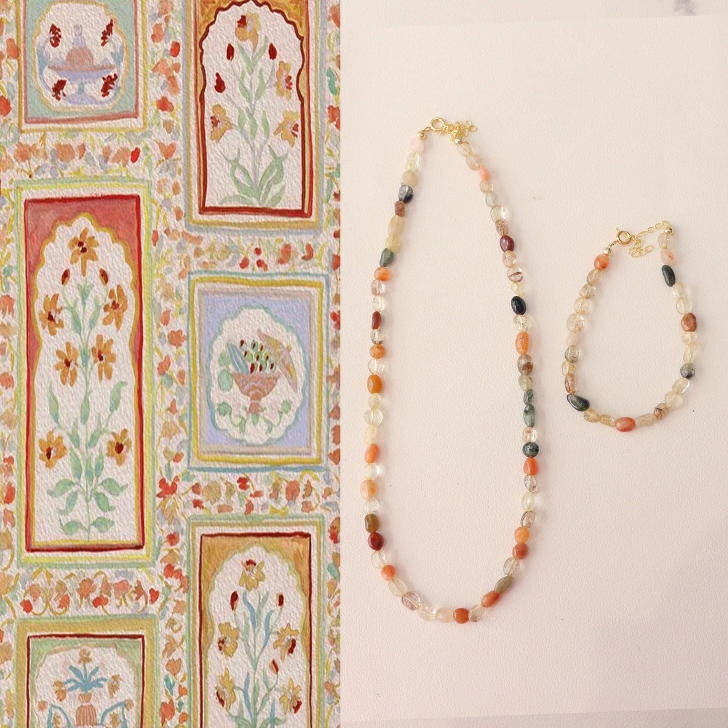 JEKIRA Rainbow Raw Stone Jewelry Set