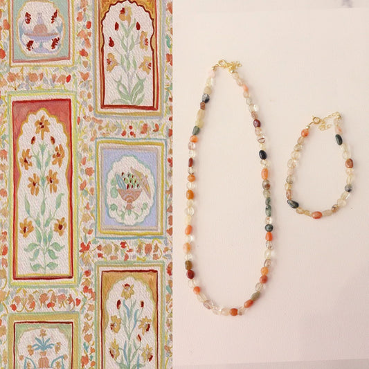 JEKIRA Rainbow Raw Stone Jewelry Set