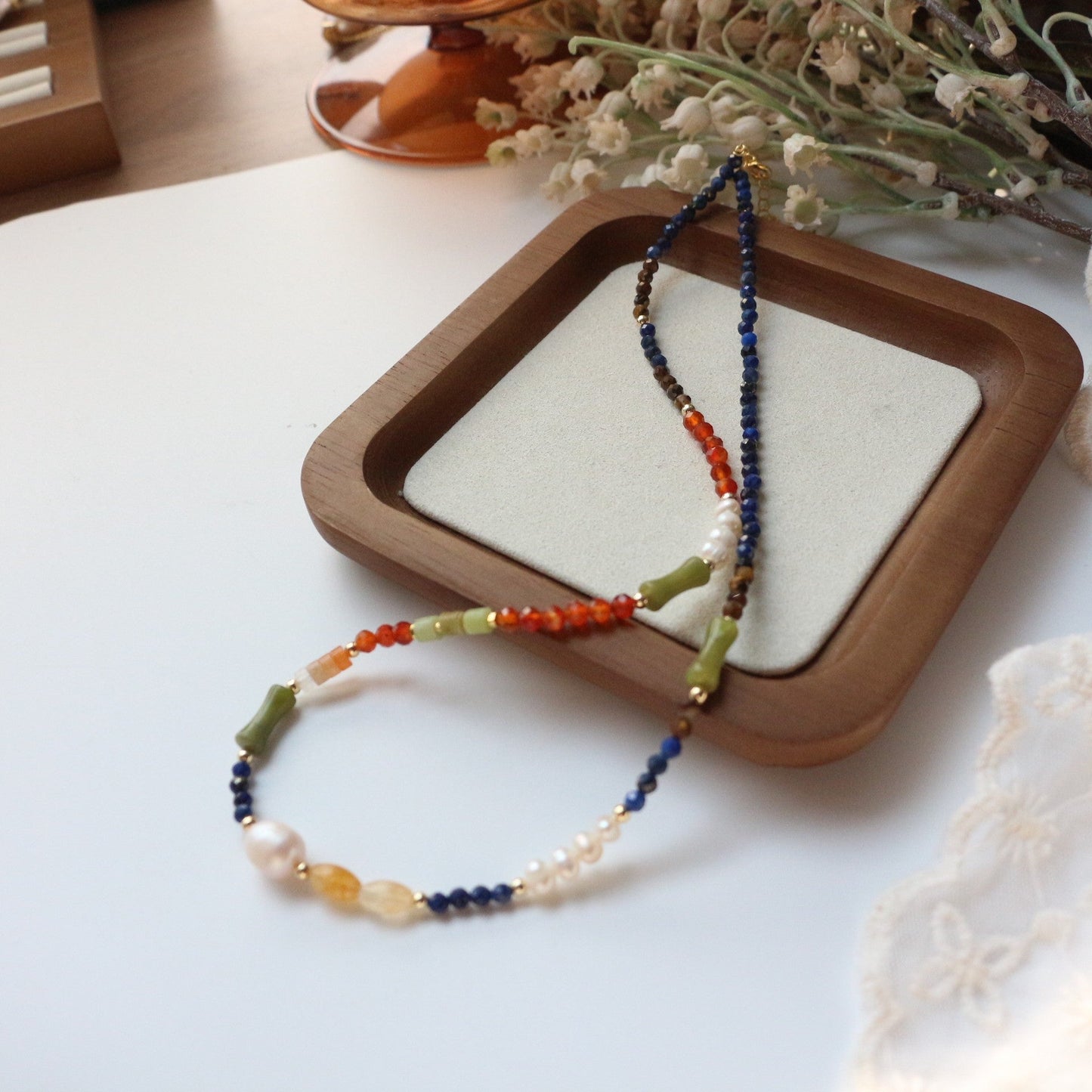 Jekira Multi-Color Gemstone Necklace, Bracelet & Earrings Set – 18K Gold Vermeil