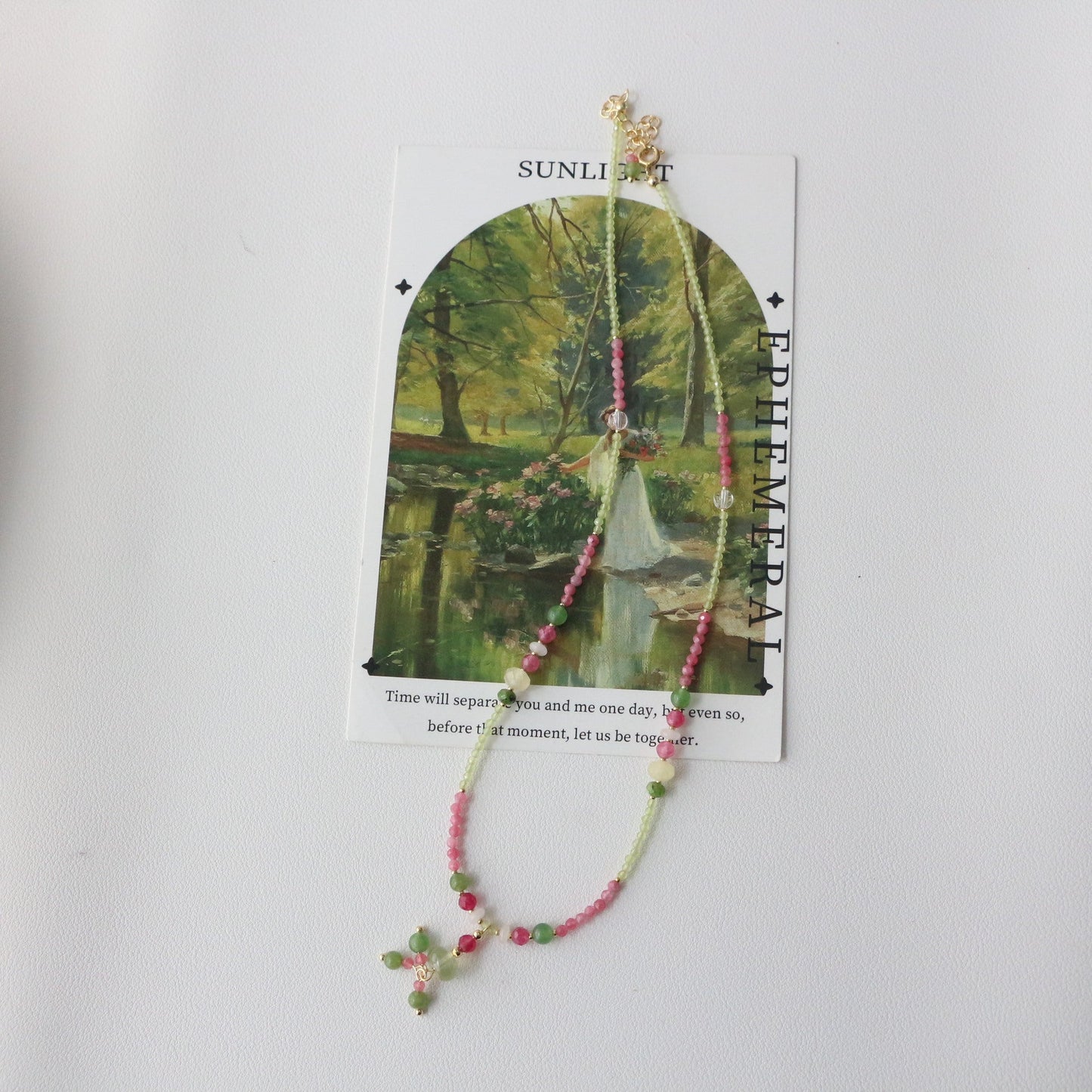 JEKIRA Pink Quartz & Multigem Necklace – 38+5cm