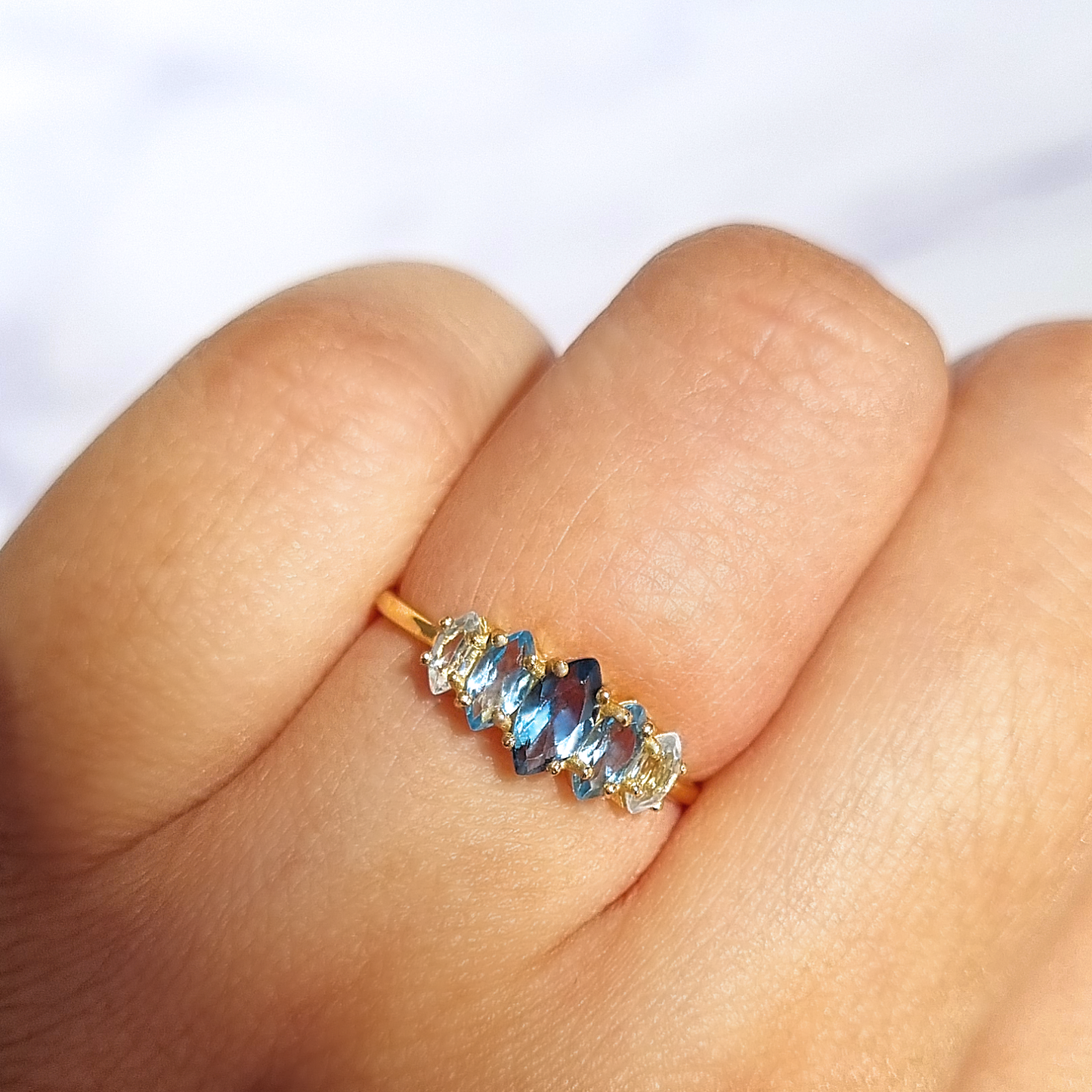 Ombre Blue Topaz Ring in 18k Gold Vermeil
