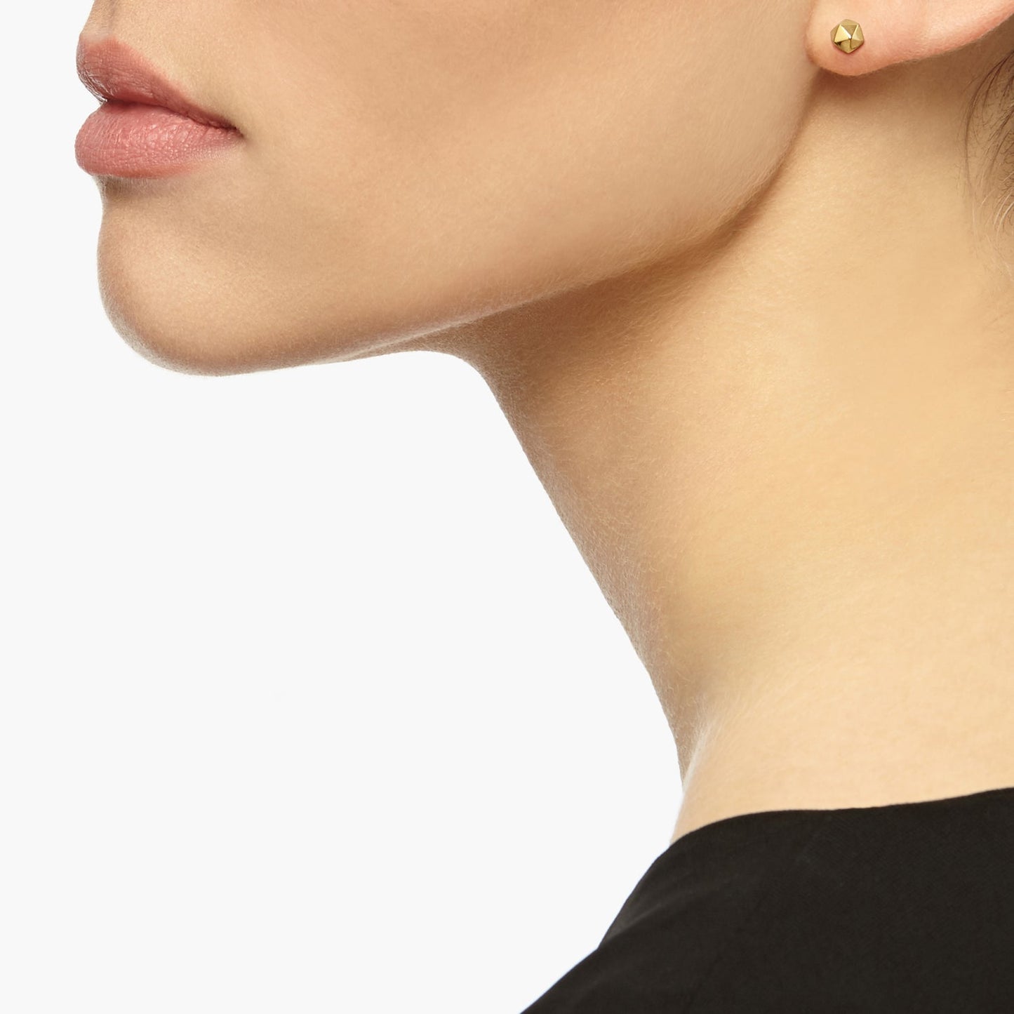 Single Icosahedron Stud Earring - Gold