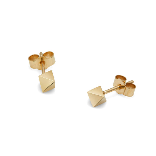 Octahedron Stud Earrings - Gold