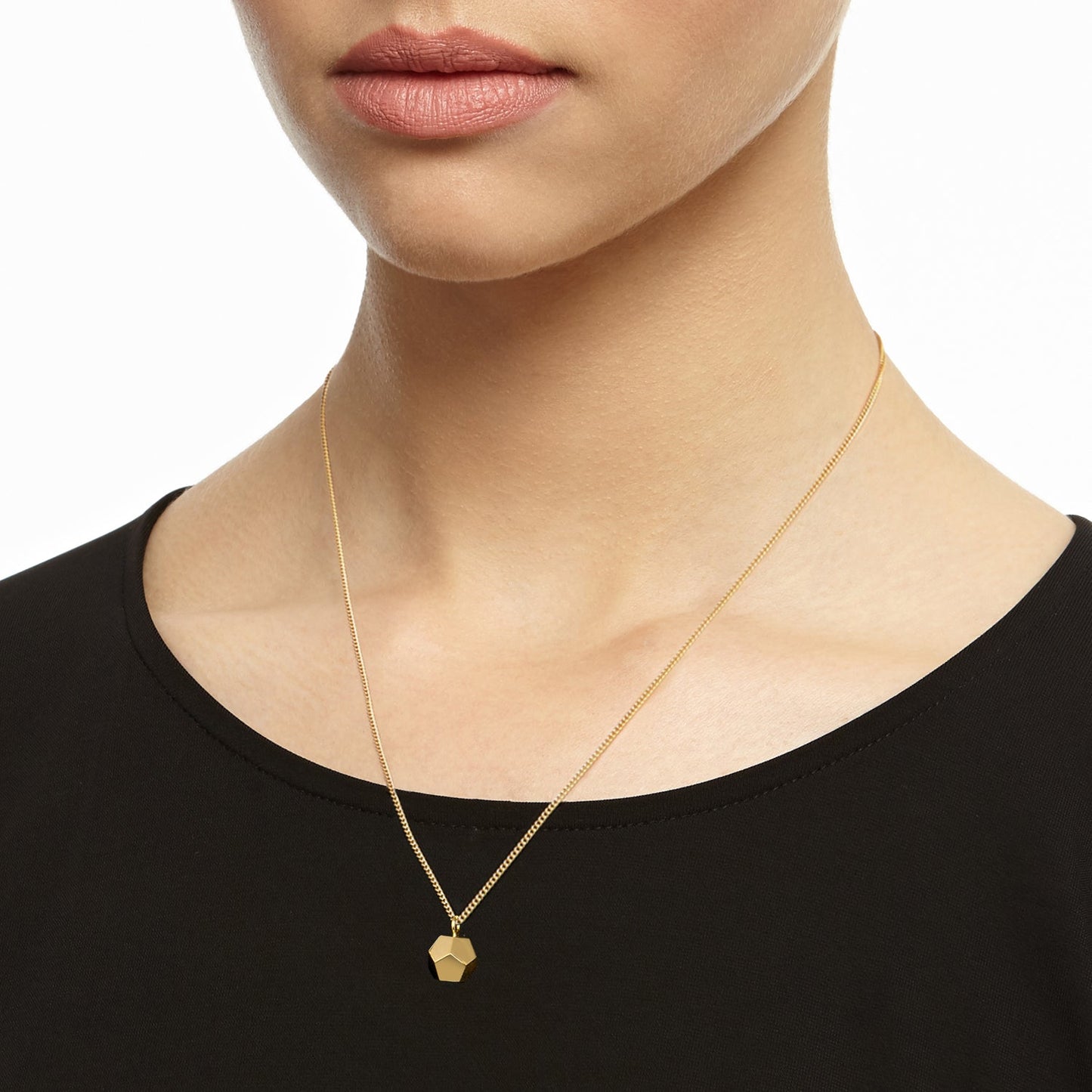 Dodecahedron Pendant Necklace - Gold