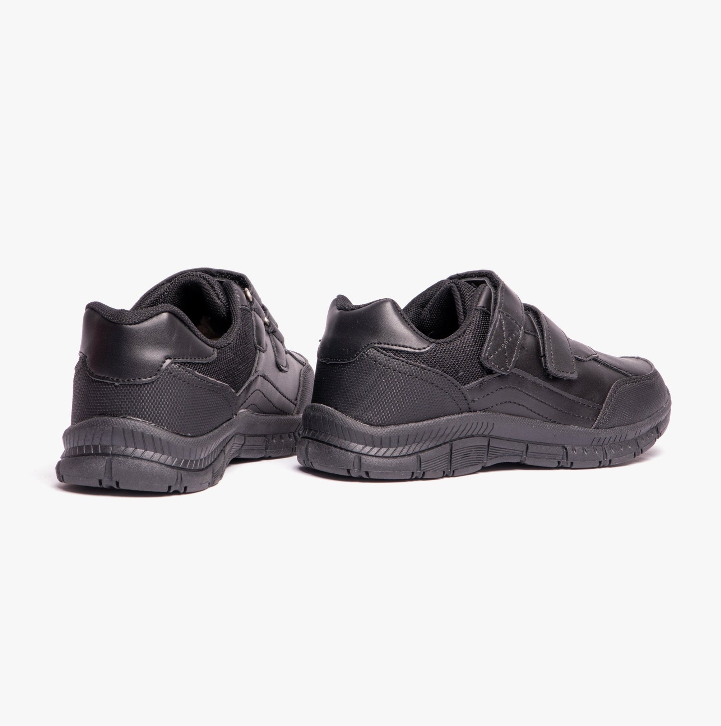 Route 21 B821A Boys Touch Fasten Coated Leather School Shoes Black