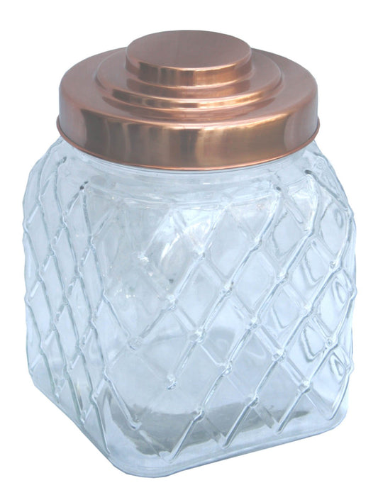 Copper Lidded Square Glass Jar-0