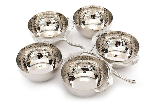 Silver Metal Branch With 5 Snack Bowls 33cm-0