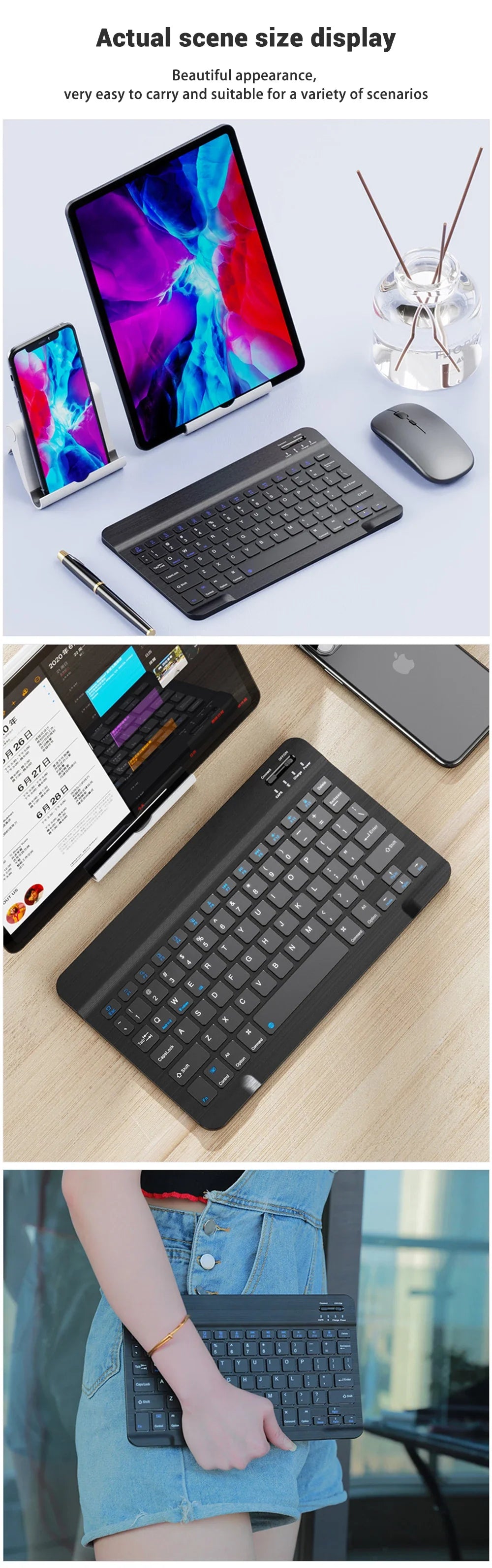 Bluetooth Wireless Keyboard Mouse For IOS/Android/Windows/iPad Air Mini Pro