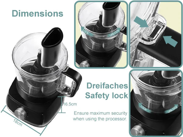 8 in 1 2L Capacity 800W with Jar Home Food Processor Chopper Mixer Electric Blender Juicer