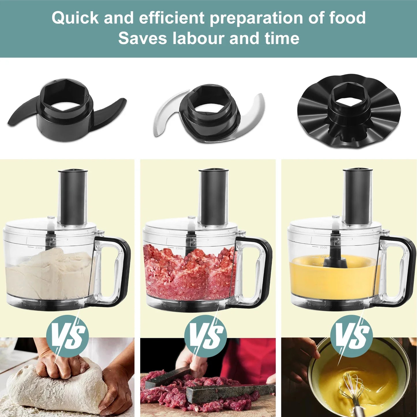 8 in 1 2L Capacity 800W with Jar Home Food Processor Chopper Mixer Electric Blender Juicer