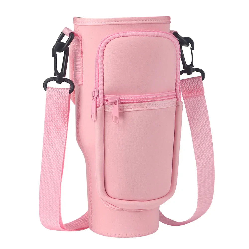 40oz Neoprene Water Bottle Carrier Bag For Stanley Quencher Cup Sleeve with Adjustable Shoulder Strap Water Bottle Holder Pouch
